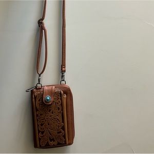MONTANA WEST WESTERN TOOLED PHONE CASE CROSSBODY PHONE BAG WALLET